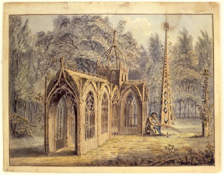 colorierte Zeichnung der Willow Cathedral von Alexander Carse
